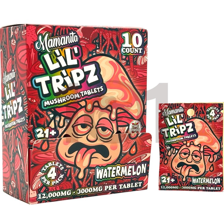 MAMANITA LIL' TRIPZ MUSHROOM TABLET 3000MG 4CT PK - WATERMELON