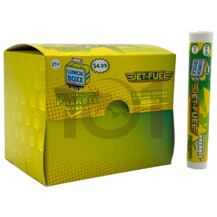 LUNCH BOXX HASH HOLE SP 1CT/$4.99 THCP 2GM 1CT PK DIAMOND INFUSED PREROLL HYBRID - JET FUEL
