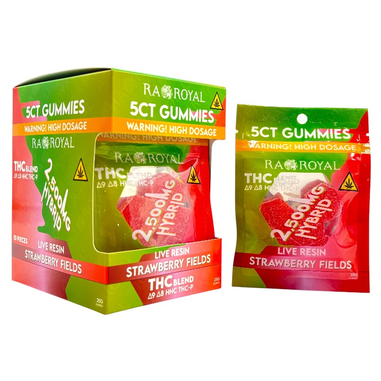 RA ROYAL LR THC BLEND D9+D8+HHC+THCP GUMMY 500MG 5CT PK  HYBRID - STRAWBERRY FIELDS