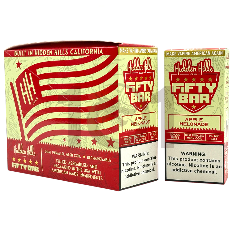 FIFTY BAR SALT NICOTINE 20000 5% HIDDEN HILLS CLUB - APPLE MELONADE