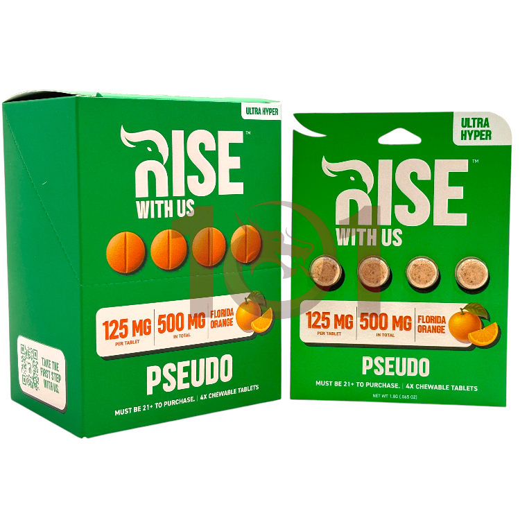 RISE PSEUDOINDOXYL KRATOM EXTRACT TABLET 125MG 4CT PK - FLORIDA ORANGE
