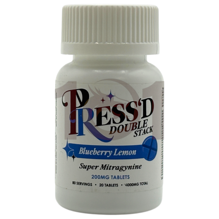 PRESS'D DOUBLE STACK SUPER MITRAGYNINE EXTRACT TABLET 200MG 20CT JAR - BLUEBERRY LEMON
