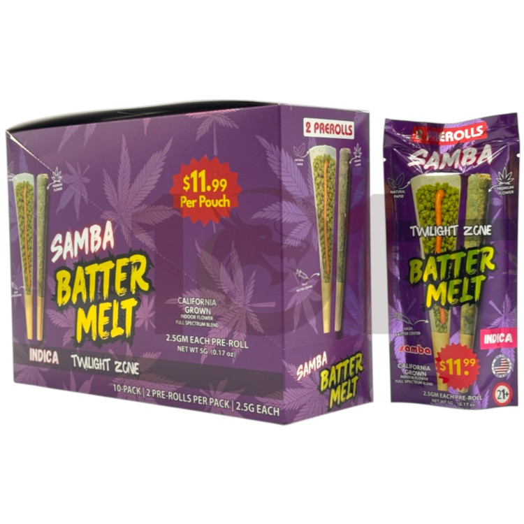 SAMBA BATTER MELT SP 1PK/$11.99 2.5GM 2CT/PK PREROLL INDICA - TWILIGHT ZONE