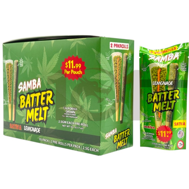 SAMBA BATTER MELT SP 1PK/$11.99 2.5GM 2CT/PK PREROLL SATIVA - LEMONADE