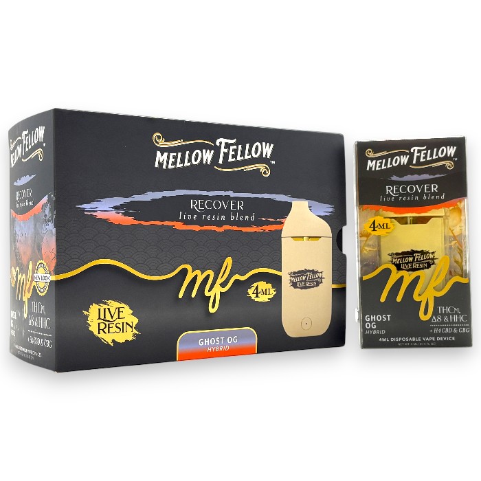 MELLOW FELLOW LR BLEND THCM+D8+HHC+H4CBD+CBG 4ML HYBRID - GHOST OG (RECOVER)