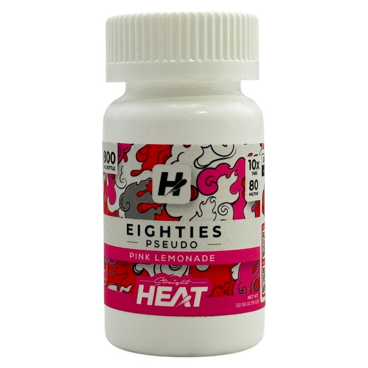 STRAIGHT HEAT 80MG EIGHTIES PSEUDOINDOXYL KRATOM EXTRACT TABLET 10CT JAR - PINK LEMONADE