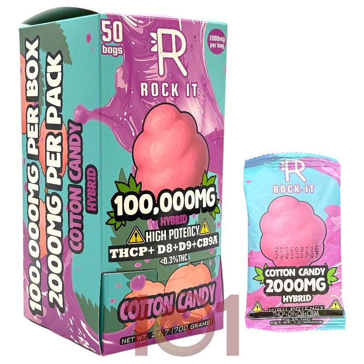 ROCK IT HIGH POTENCY THCP+D9+D8+CB9A GUMMY 2000MG PK HYBRID - COTTON CANDY