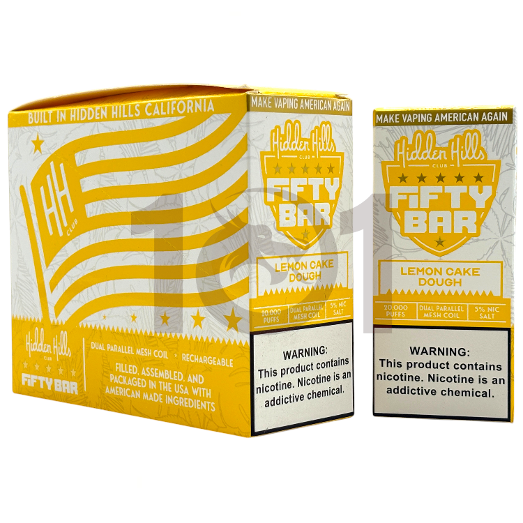 FIFTY BAR SALT NICOTINE 20000 5% HIDDEN HILLS CLUB - LEMON CAKE DOUGH