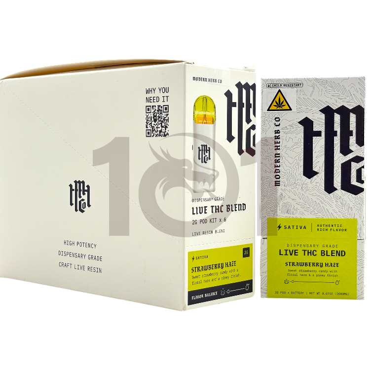 MODERN HERB CO LIVE THC BLEND 2GM POD DEVICE - SATIVA STRAWBERRY HAZE