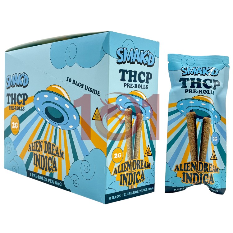 SMAK'D THCP 2GM/CT 2CT PK PREROLL INDICA - ALIEN DREAM
