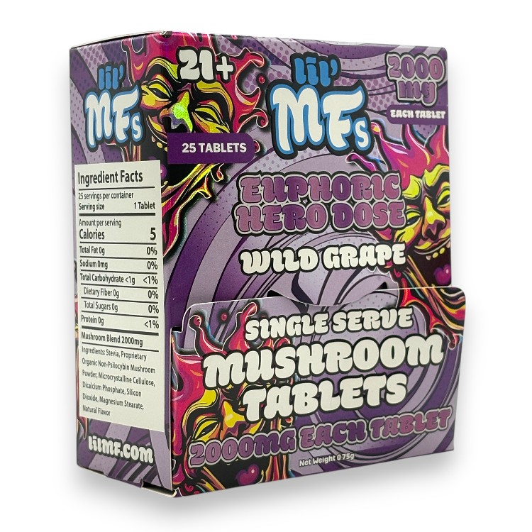LIL' MFS - MUSHROOM - TABLET - EUPHORIC - 2000MG/CT - 1CT/PK - 25PK/BX - HERO DOSE - WILD GRAPE