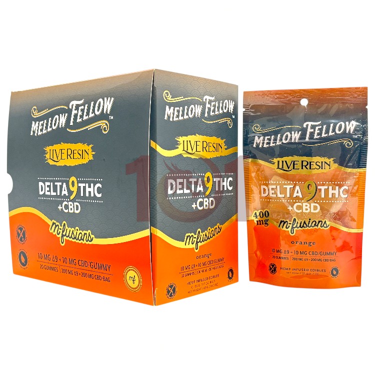 MELLOW FELLOW M FUSIONS  LR D9+THC+CBD 20MG 20CT PK (400MG/PK) - ORANGE
