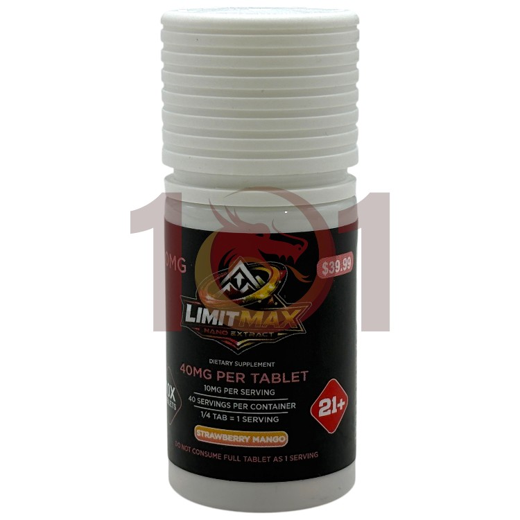 LIMITMAX SP 10/$39.99 KRATOM EXTRACT TABLET 40MG 10CT JAR - STRAWBERRY MANGO