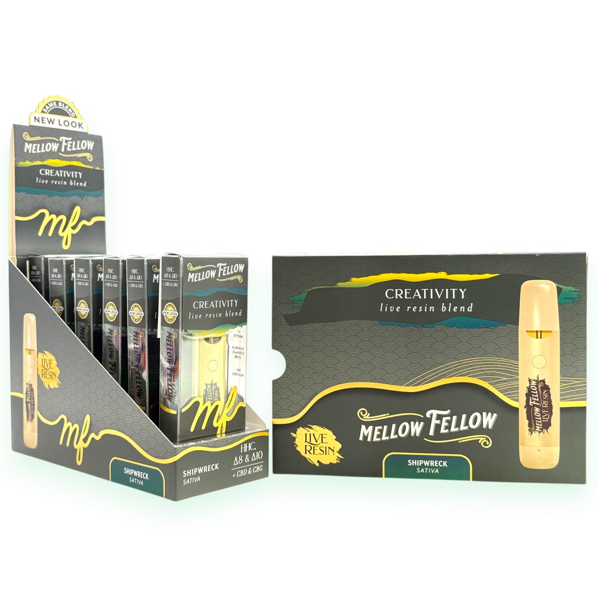 MELLOW FELLOW LR HHC+D8+D10+CBD+CBG 1ML SATIVA - SHIPWRECK CREATIVITY LR BLEND