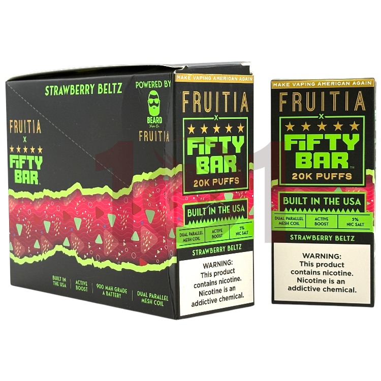 FIFTY BAR SALT NICOTINE 20000 5% FRUITIA - STRAWBERRY BELTZ