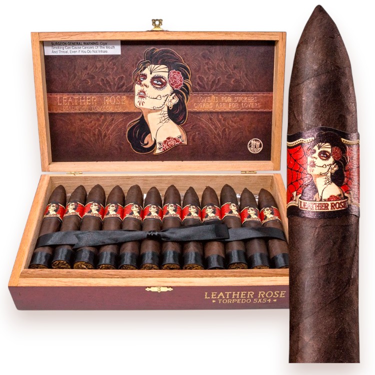 DEADWOOD PREMIUM LEATHER ROSE CIGAR - TORPEDO