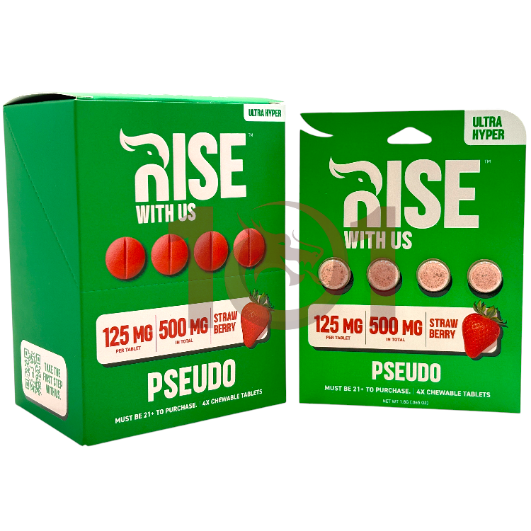 RISE PSEUDOINDOXYL KRATOM EXTRACT TABLET 125MG 4CT PK - STRAWBERRY