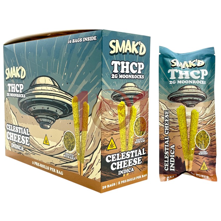 SMAK'D MOONROCKS THCP 2GM CT  2CT PK PREROLL KIEF INDICA - CELESTIAL CHEESE
