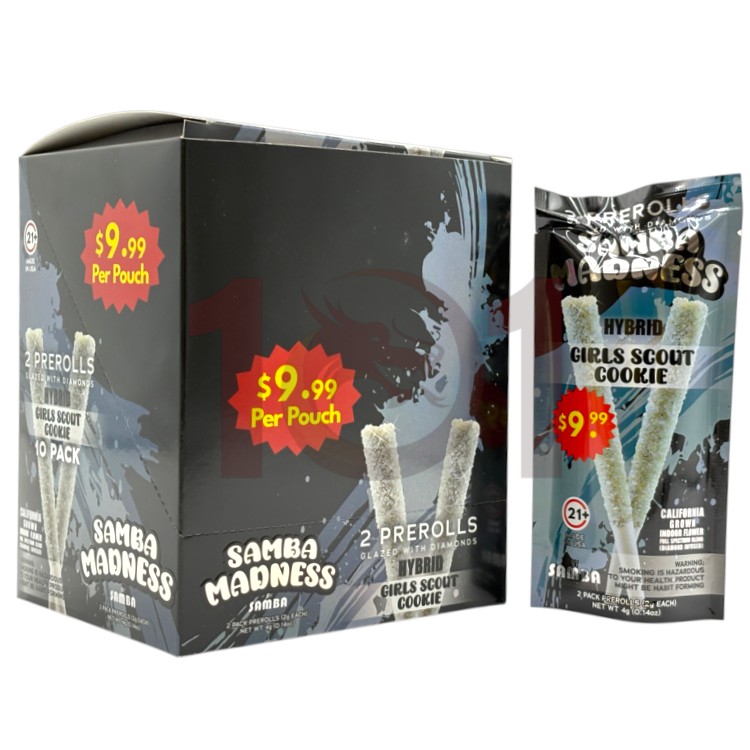 SAMBA MADNESS SP 1PK/$9.99 2GM 2CT PK DIAMONDS GLAZED PREROLL HYBRID - GIRL SCOUT COOKIE
