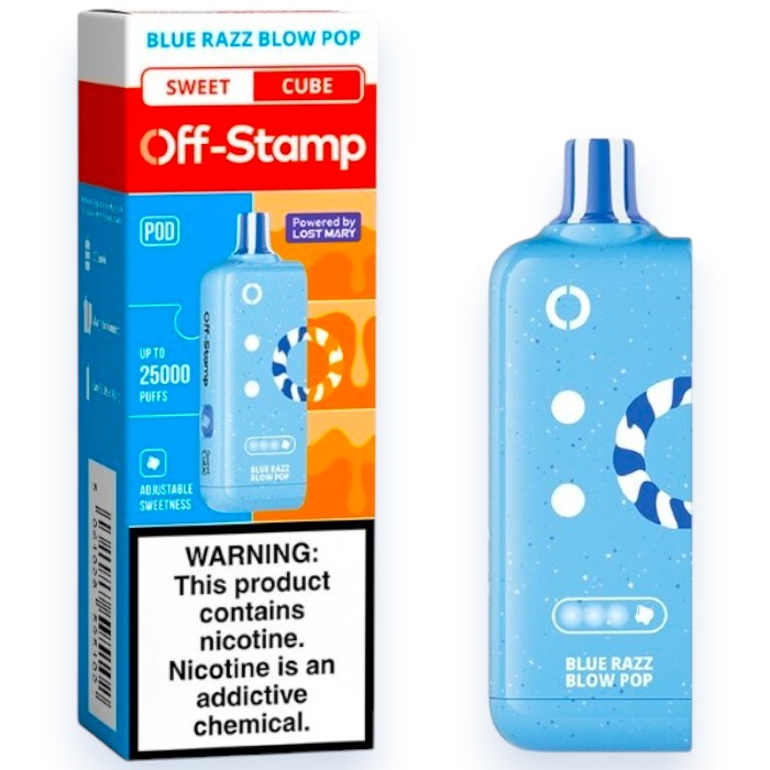 OFF-STAMP 25000 5% CUBE POD - SWEET BLUE RAZZ BLOW POP