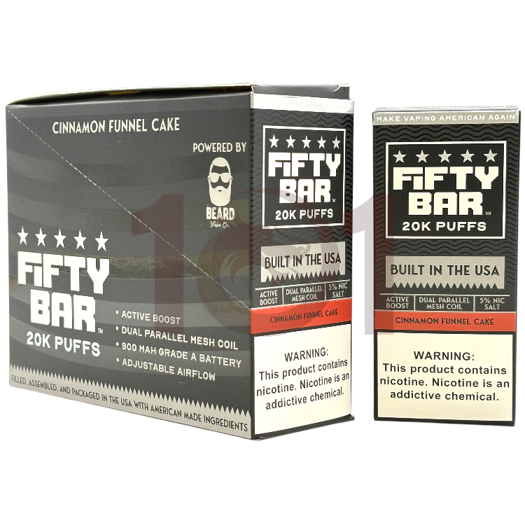 FIFTY BAR SALT NICOTINE 20000 5% BLACK - CINNAMON FUNNEL CAKE
