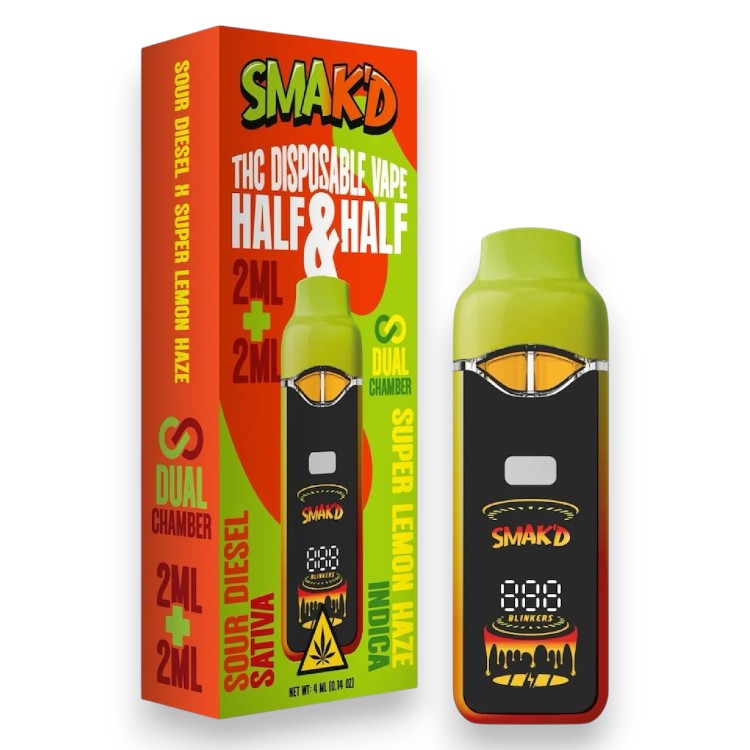 SMAK'D LR THC 4GM SATIVA+INDICA - SOUR DIESEL+SUPER LEMON HAZE
