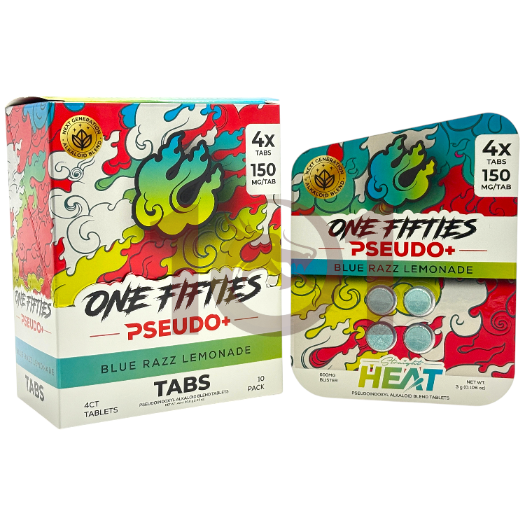 STRAIGHT HEAT ONE FIFTIES PSEUDO+ KRATOM EXTRACT TABLET 150MG 4CT PK - BLUE RAZZ LEMONADE