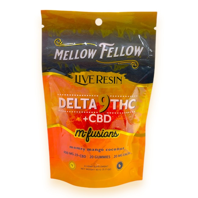 MELLOW FELLOW M FUSIONS  LR D9+THC+CBD 20MG 20CT PK (400MG/PK) - MAMEY MANGO COCONUT