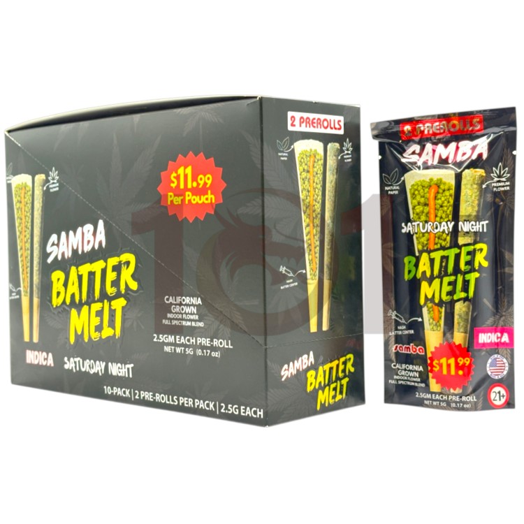 SAMBA BATTER MELT SP 1PK/$11.99 2.5GM 2CT/PK PREROLL INDICA - SATURDAY NIGHT