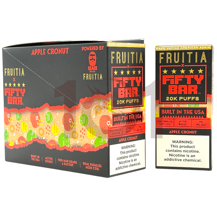 FIFTY BAR SALT NICOTINE 20000 5% FRUITIA - APPLE CRONUT