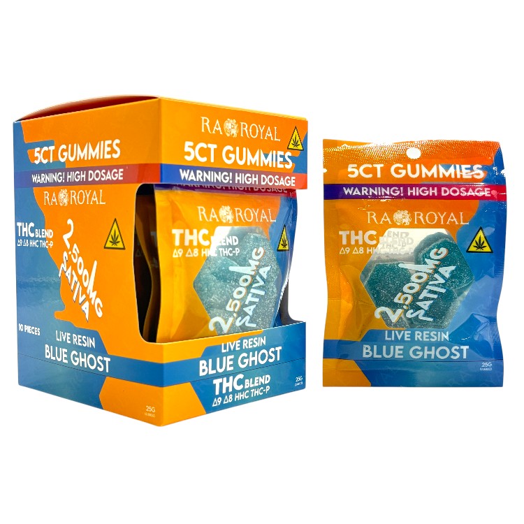 RA ROYAL LR THC BLEND D9+D8+HHC+THCP GUMMY 500MG 5CT PK  SATIVA - BLUE GHOST