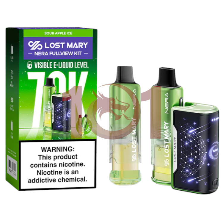 LOST MARY NERA FULLVIEW KIT 70000 5% 2POD + BATTERY - SOUR APPLE ICE