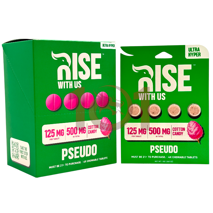 RISE PSEUDOINDOXYL KRATOM EXTRACT TABLET 125MG 4CT PK - COTTON CANDY