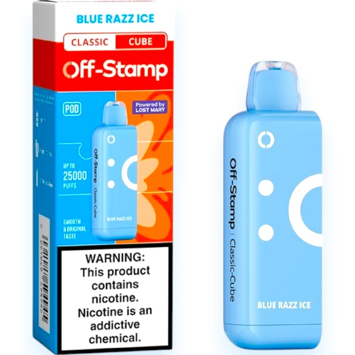 OFF-STAMP 25000 5% CUBE POD - CLASSIC BLUE RAZZ ICE