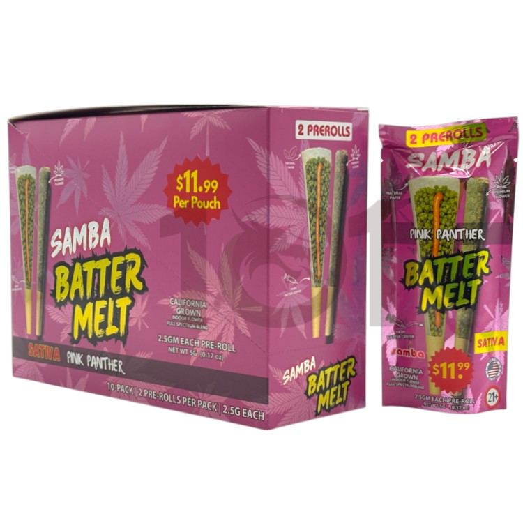 SAMBA BATTER MELT SP 1PK/$11.99 2.5GM 2CT/PK PREROLL SATIVA - PINK PANTHER