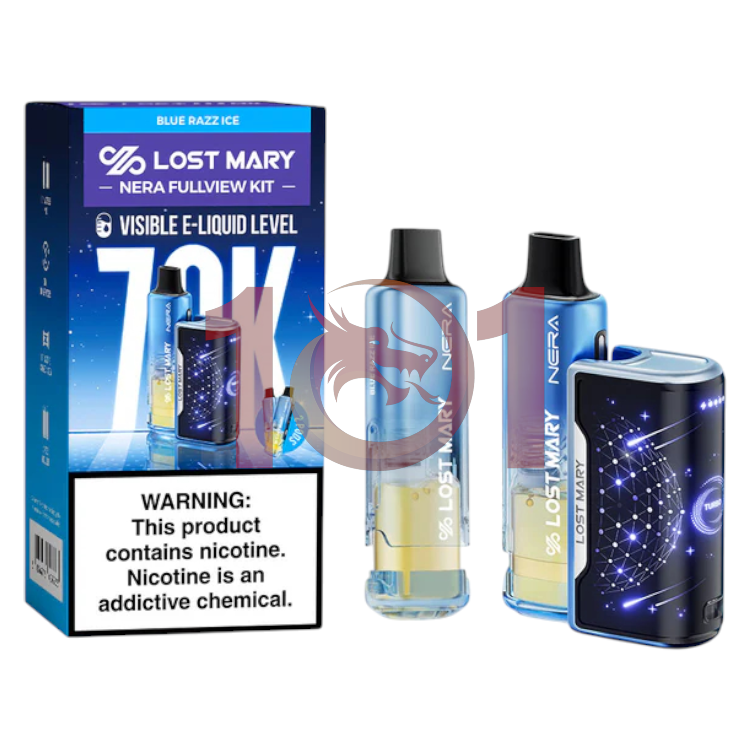 LOST MARY NERA FULLVIEW KIT 70000 5% 2POD + BATTERY - BLUE RAZZ ICE