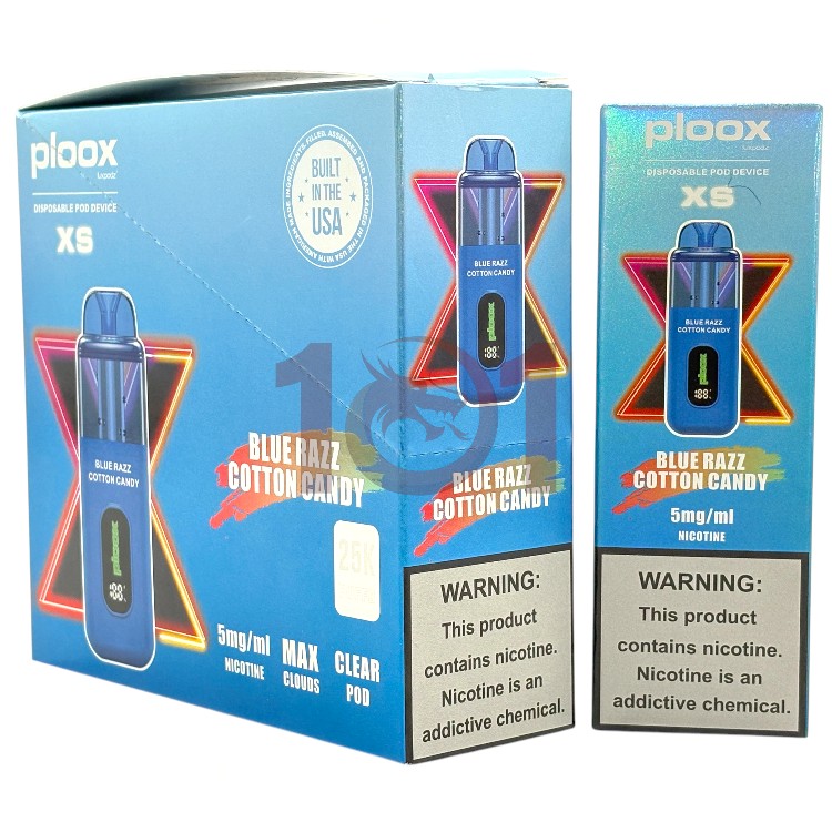 PLOOX 25000 0.5% 18ML HOOKAH POD XS - BLUE RAZZ COTTON CANDY
