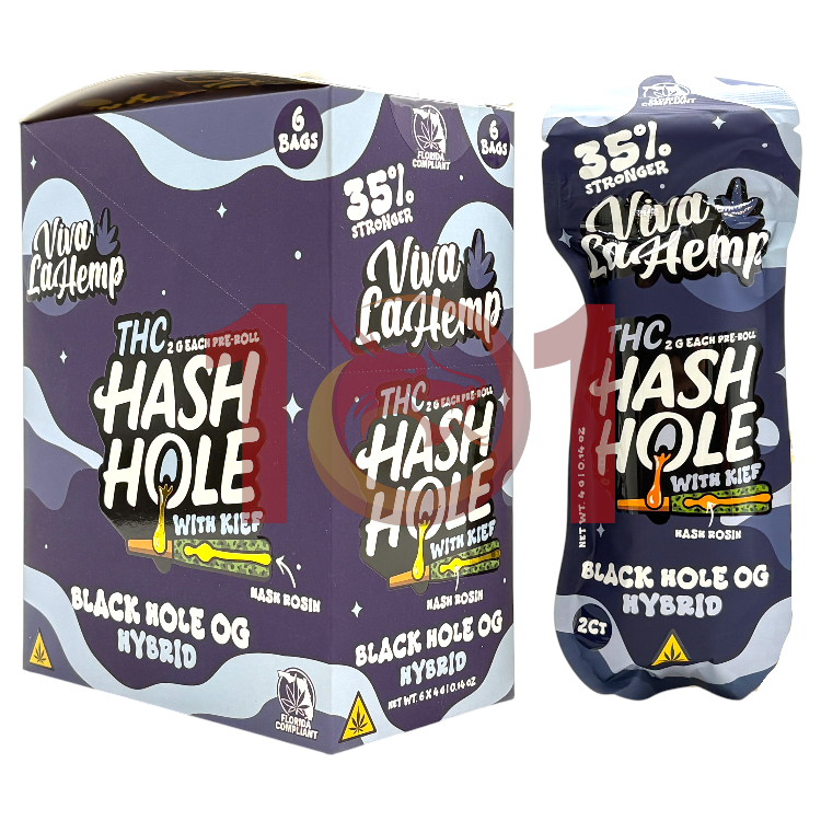 VIVA LA HEMP HASH HOLE+KIEF 2GM PREROLL 2CT PK  HYBRID - BLACK HOLE OG