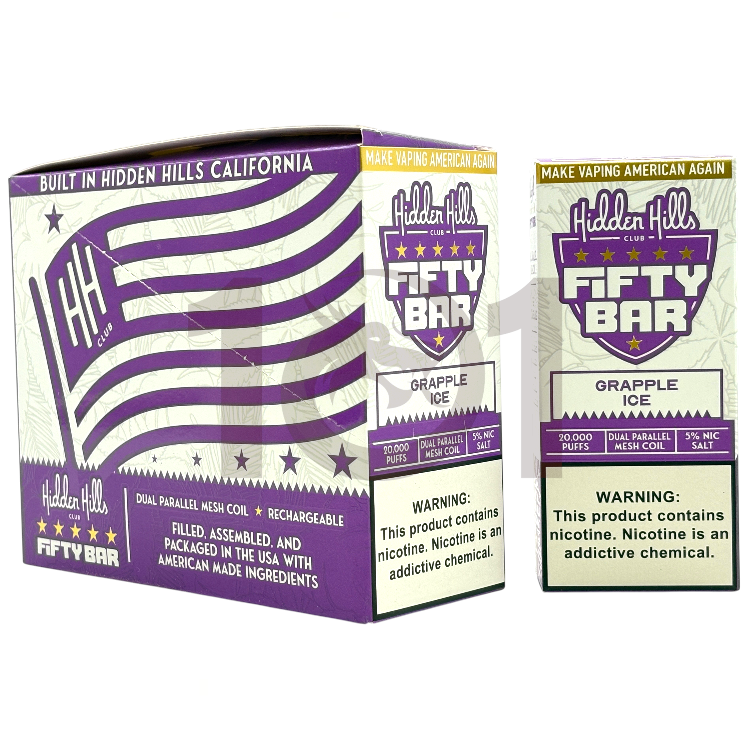 FIFTY BAR SALT NICOTINE 20000 5% HIDDEN HILLS CLUB - GRAPPLE ICE