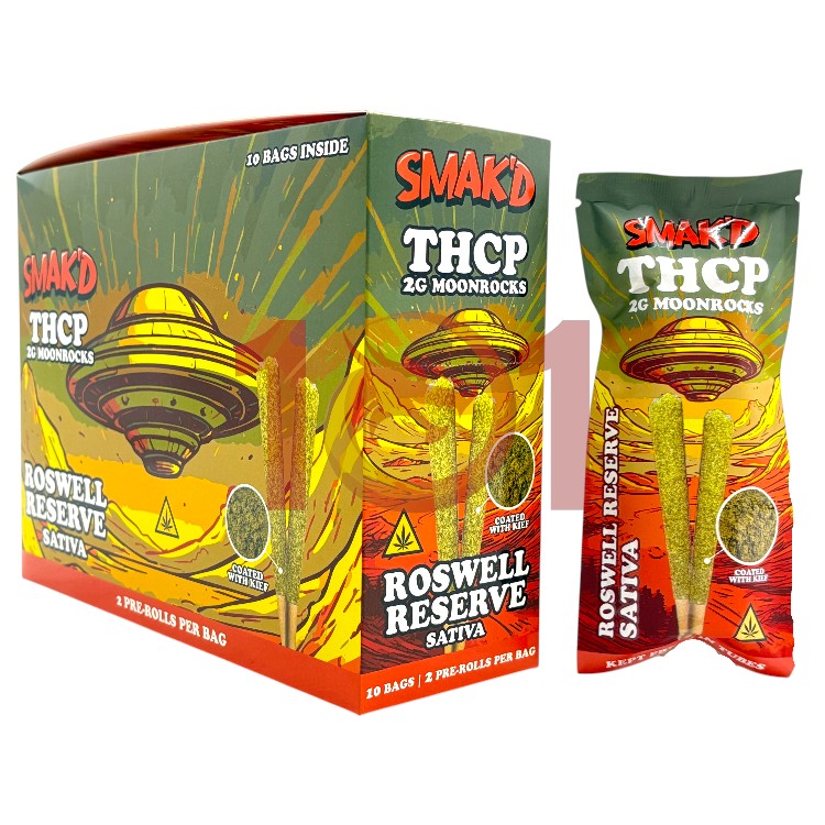 SMAK'D MOONROCKS THCP 2GM CT  2CT PK PREROLL KIEF SATIVA - ROSWELL RESERVE