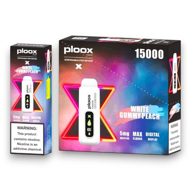 PLOOX 15000 POD X 5% 16ML - WHITE GUMMY PEACH