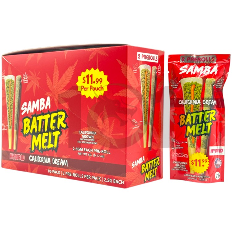 SAMBA BATTER MELT SP 1PK/$11.99 2.5GM 2CT/PK PREROLL HYBRID - CALIFORNIA DREAM