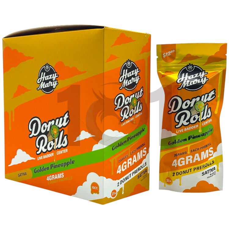 HAZY MARY DONUT ROLLS PREROLL SP 2CT/$12.99 2GM 2CT PK SATIVA - GOLDEN PINEAPPLE