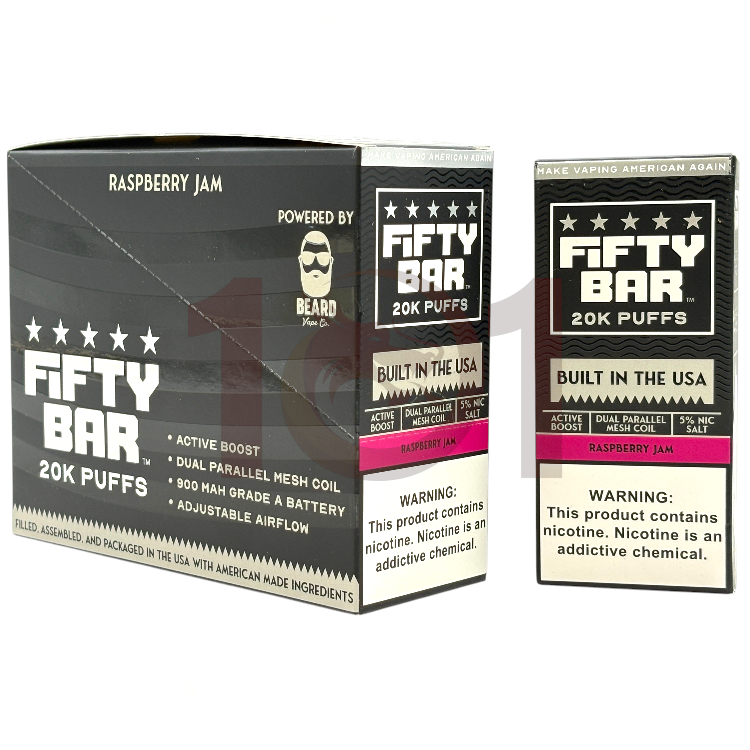 FIFTY BAR SALT NICOTINE 20000 5% BLACK - RASPBERRY JAM