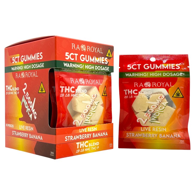 RA ROYAL LR THC BLEND D9+D8+HHC+THCP GUMMY 500MG 5CT PK  INDICA - STRAWBERRY BANANA