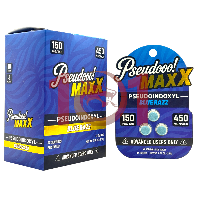 PSEUDOOO MAXX PSEUDOINDOXYL EXTRACT TABLET 150MG 3CT PK - BLUE RAZZ