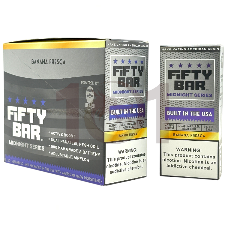 FIFTY BAR SALT NICOTINE 20000 5% MIDNIGHT SERIES - BANANA FRESCA