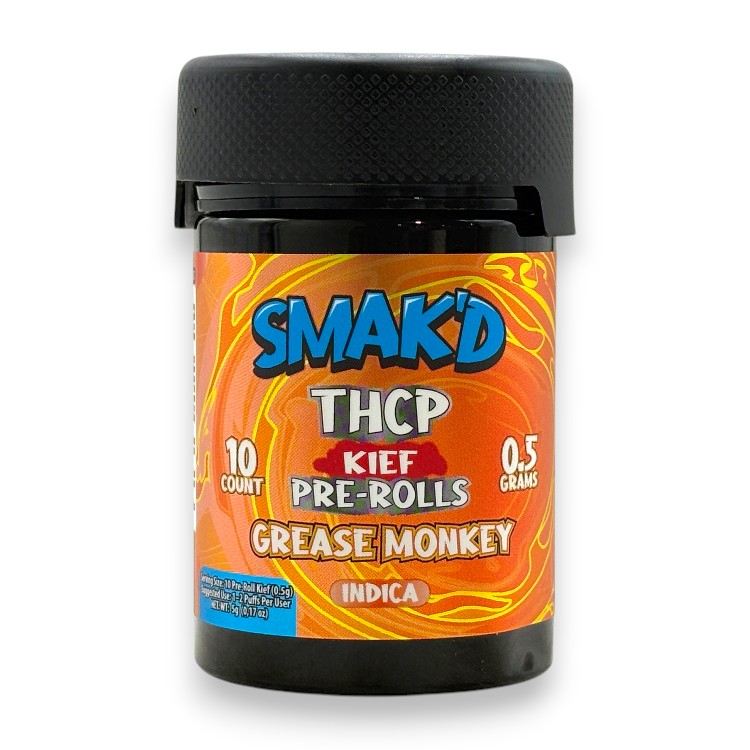 SMAK'D - DELTA - PREROLL - KIEF - THCP - 0.5GM/CT - 10CT/JR - INDICA - GREASE MONKEY