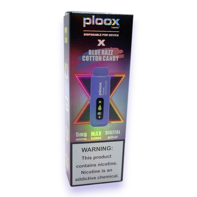 PLOOX 15000 POD X 5% 16ML - BLUE RAZZ COTTON CANDY
