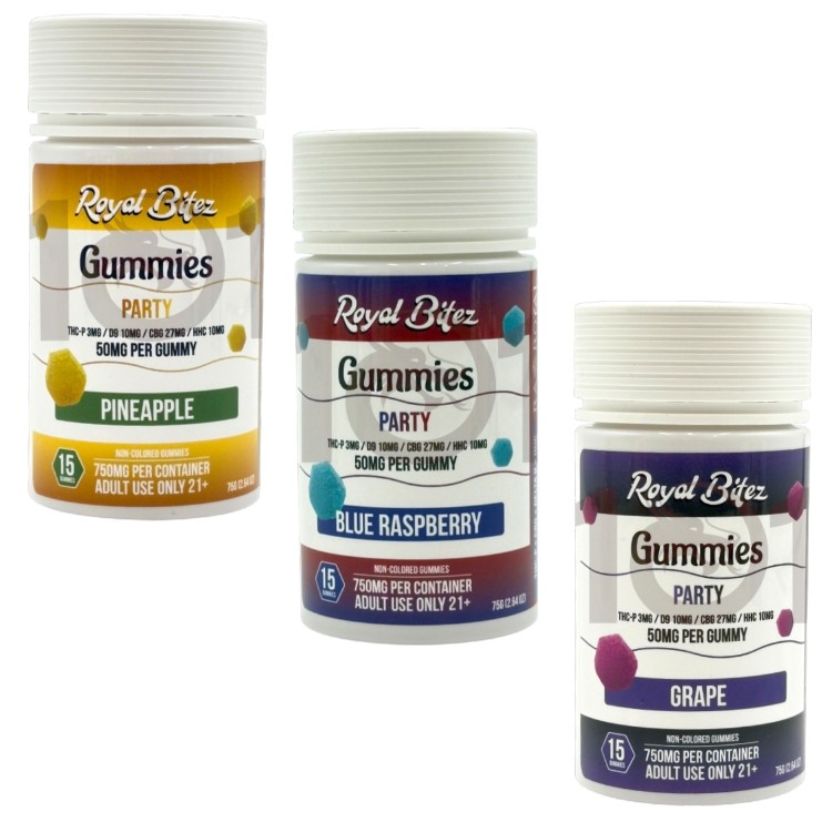 ROYAL BITEZ THCP+D9+CBG+HHC 50MG 15CT JAR PARTY GUMMY